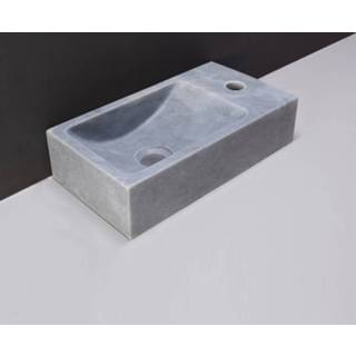 👉 Fontein marmer licht grijs Forzalaqua Venetia Cloudy Gezoet Met Kraangat Rechts 40x22x10 cm 8719304291558