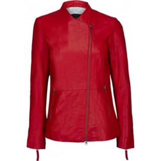 👉 Leather vrouwen rood jacket