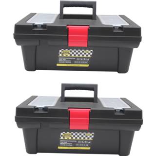 👉 Opbergbox 2x stuks gereedschap opbergboxen/kisten met bakjes 42 x 23 18 cm