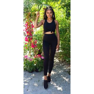 Trendy 2Piece-Set Basic Top + Highwaist Leggings Black