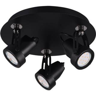 👉 Zwart aluminium LED Plafondspot - Trion Guno GU10 Fitting 3-lichts Rond Mat 6013909140177