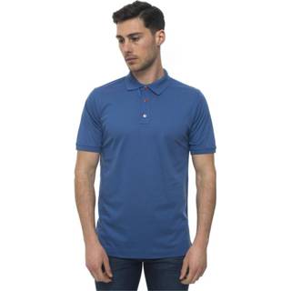 👉 Short sleeve male blauw polo shirt