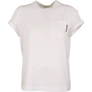 👉 Short sleeve l vrouwen wit Cotton jersey T-shirt with Precious detail