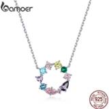 👉 Zilver meisjes vrouwen Bamoer Wreath Necklace for Girl 925 Sterling Silver Jewelry Colorful AAA CZ Original Design Gift Women BSN178