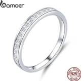 👉 Zirconia zilver vrouwen Bamoer Genuine 925 Sterling Silver AAA Finger Rings for Women Wedding Band Engagement Statement Jewelry Anel BSR113