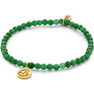 👉 Armband groen One Size no color CO88 Collection 8CB-90169 - Natuurstenen met hanger vredesduif 4 mm Jade one-size 8719743157477