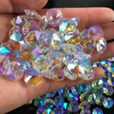 10Pc Crystal AB Glass Lamp Prism Chandelier Chain Part DIY Octagon Bead Ornament