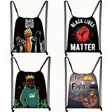 Backpack zwart mannen vrouwen jongens Black lives matter drawstring bag man woman BLM teenager fro storage bags afro boy travel soft back