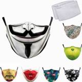 👉 Gezichtsmasker Fashion Cloth Reusable Face Mask Flamingo Leopard Print Big Mouth Fabric Facemask Washable Protective PM25 Dust Filter