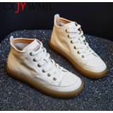 👉 Sneakers leather large vrouwen Size Genuine Women Autumn Casual Shoes Round Toe Ladies Shoe Fashion Comfortable Breathable Flat Boots 42
