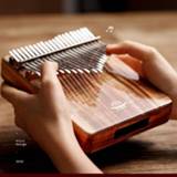 👉 Piano Kalimba 21 Keys Thumb 17 wooden Gecko Full Solid bottom hole mbira Mahogany Musical Instrument for beginner
