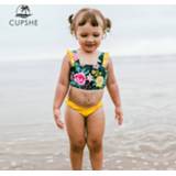 👉 Bikini meisjes kinderen CUPSHE Floral Ruffled Bandeau Tank Top Sets For Girls 2020 Toddler Kids Children Swimsuits Bathing Suits 2-12 Years