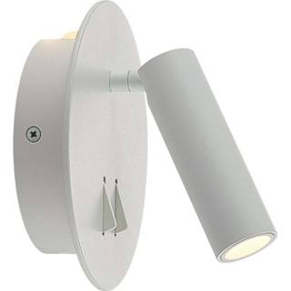 Wandlamp wit Mat aluminium warmwit a+ Lucande Magya LED 2-lamps rond