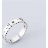 👉 Zilver Sole Memory Retro Thai Silver Shiny Moon Stars Smile Smiley 925 Sterling Female Resizable Opening Rings SRI552