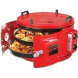 👉 Oven rood Commercial Round Bench 220v Drum Oven,Bakery Cake Snack Cookie Roaster Pizza Multipurpose including 2xpan Red Colour