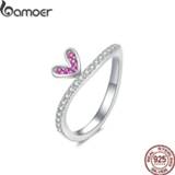 👉 Ringband zilver 6 7 8 vrouwen Bamoer Comic Heart Finger Rings for Women 2 Color Authentic Sterling Silver 925 Ring Band Size Fashion Jewelry BSR044