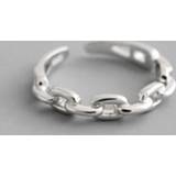 👉 Zilver New Fashion Simple Personality Chain Shaped 925 Sterling Silver Not Allergic Hollow Fine Adjustable Opening Rings SR582