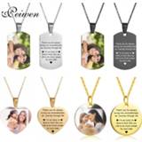 👉 Goud vrouwen Mothers Day Heart Shape Round Necklace Personalized Nameplate Custom Name Photo Gold Chain Women Men Customized Jewelry