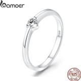 👉 Zilver vrouwen Bamoer 925 Sterling Silver Luminous Finger Ring Simple Heart Wedding Rings for Women Engagement Jewelry SCR450