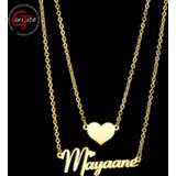 👉 Hanger vrouwen Goxijite Fashion Double Layer Name Necklace For Women Custom Jewelry Personalized Heart Pendant Lover Gift