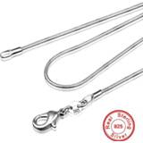 👉 925 sterling silver necklace women, silver fashion jewelry Snake Chain 1mm Necklace 16 18 20 22 24