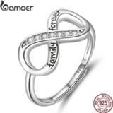 👉 Zilver Bamoer Infinity Love Family Forever Finger Ring Adjustable Free Size Rings 925 Sterling Silver Fashion Clear CZ Jewelry SCR579