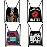 👉 Backpack zwart vrouwen Black Lives Matter Letter Print Drawstring Bag Afro Women American Africa Ladies Storage Cute Travel Bags