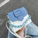 👉 Riem PU leather vrouwen Belt Design Contrast Color Mini Crossbody Bags For Women 2020 Summer Chain Shoulder Travel Handbags