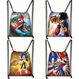 👉 Backpack jongens meisjes kinderen Cartoon Mario / sonic print drawstring bag boys girls storage bags teenager casual kids bookbag gift