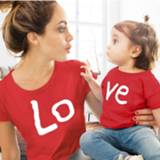 Print T-shirt rood baby's kinderen meisjes jongens Love family matching clothes red Cotton Mother And Daughter Clothe Mommy Me baby Kids girl boy clothing