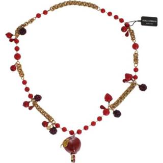 👉 Rood goud onesize vrouwen Gold Red Apple Fruit Crystal Charms Necklace 8058349824803