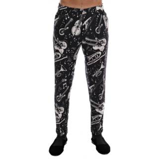 👉 Linnen s male zwart Jazz Print Linen Pants