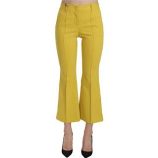👉 XS vrouwen geel Bootcut Capri Cotton Pants 8051124740763