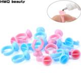 Tattoo blauw NEW 50/100Pcs Blue Eyelash Pallet Glue Holder Disposable Ring for Extension Pigment