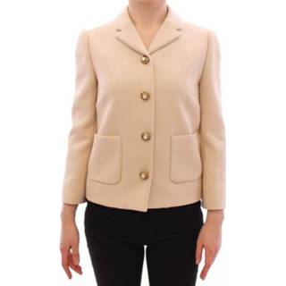 👉 Blazer vrouwen beige Wool Pearl Button Jacket