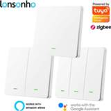 👉 Switch Lonsonho Tuya Zigbee Smart With / No Neutral EU UK 220V Wireless Button Wall Light Switches Alexa Google Home Assistant