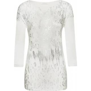 👉 Shirt zilver vrouwen wit Shp-641 T-shirt met kleurrige slangenprint