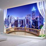 👉 Sofa Photo Wallpapers 3D City Building Night Landscape Wall Cloth Living Room TV Background Home Decor Mural Painting