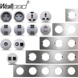 👉 Switch zilver Wallpad L6 Silver Brushed Aluminum Wall EU French Socket USB Charger RJ45 CAT6 HDMI Audio Modules DIY Free Combination