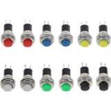 👉 Switch wit rood donkergroen blauw zwart geel 10pcs White Red Green Blue Black Yellow Panel mount 10mm Momentary OFF-(ON) Push button Upper Screw Thread