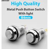 Switch 1pc 8mm with LED Indicator Self-reset Momentary Self-locking Latching Metal Push Button 4pins High Head 3v5v12v24v220v