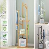 👉 Hanger Solid Wood Triangle Clothes Floor Coat Rack Stand 8 Hooks Home Storage Hanging Wooden Bedroom Drying