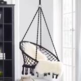 👉 Hangmat Nordic Style Round Hammock Anti-rollover Swing Rope Outdoor Indoor Hanging Tassel Chair Garden Seat for Child Adult