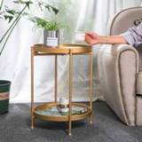 👉 Sofa small Nordic Simple Iron Double-layer Tea Table Corners Round Coffee Lving Room Mini Side