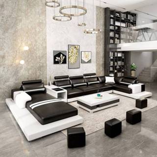 👉 Sofa cowhide leather Modern minimalist head-floor villa size family U-shaped creative fashion feature