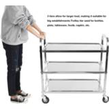 👉 Trolley steel large Stainless 3 Tier Hotel Catering Restaurant Cart Serving Clearing with Brake Hand Tools 100Kg Bearing/Layer