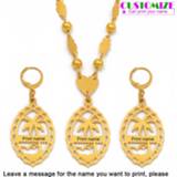 👉 Goud vrouwen Anniyo Customize Name Jewelry set Beads Necklaces Earrings for Women Gold Color Personalise Letters Guam Hawaii Marshall #076421