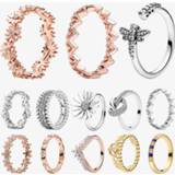 👉 Zilver rose goud vrouwen 2020 New Arrival S925 Sterling Silver Sparkling Daisy Flower Crown gold Rings for Women Engagement Jewelry Anniversary