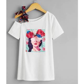 👉 Jurk wit katoen peuters Casual Bloemen Kleutermeisje Geknoopt