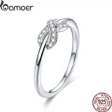 👉 Zilver vrouwen BAMOER Hot sale 925 Sterling Silver Infinity Love Infinite Clear CZ Rings for Women Engagement Wedding Jewelry SCR494